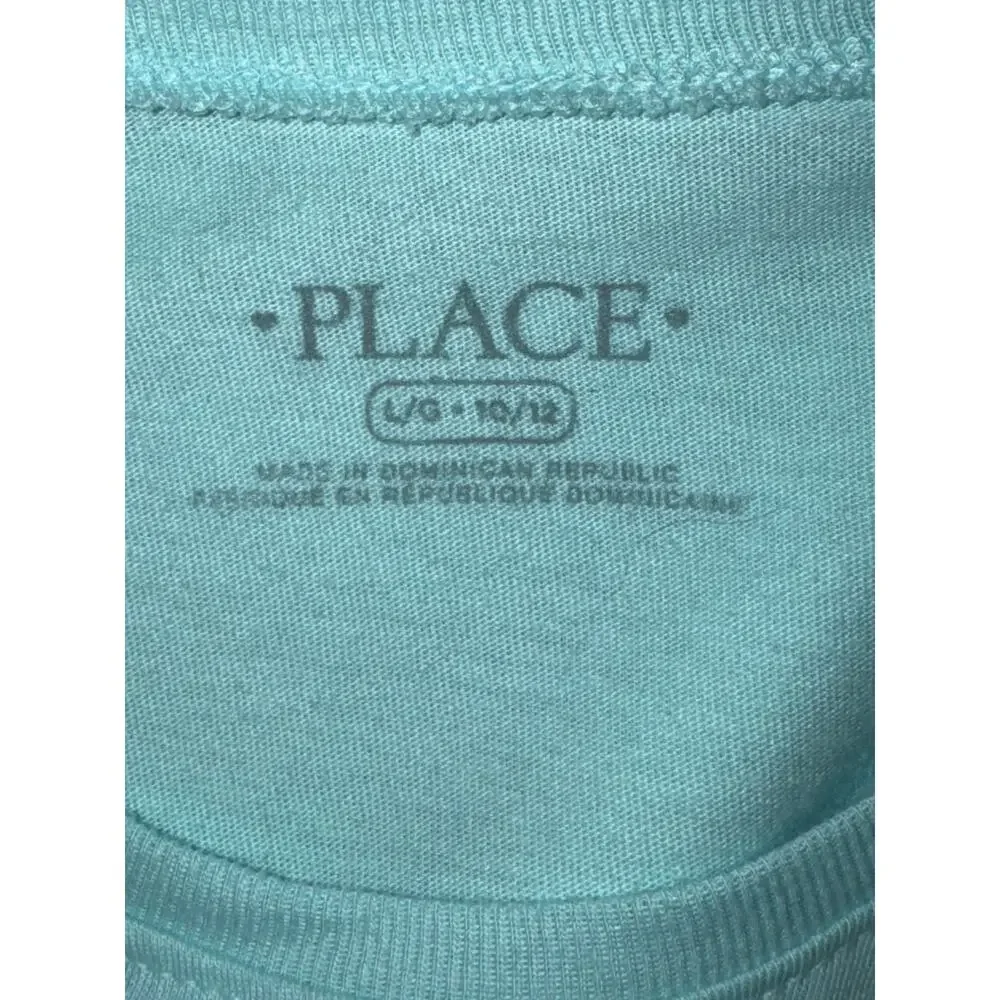 The Children’s Place Girls Hoppy Easter Cat Mint Green T-shirt, Size L (10/12)